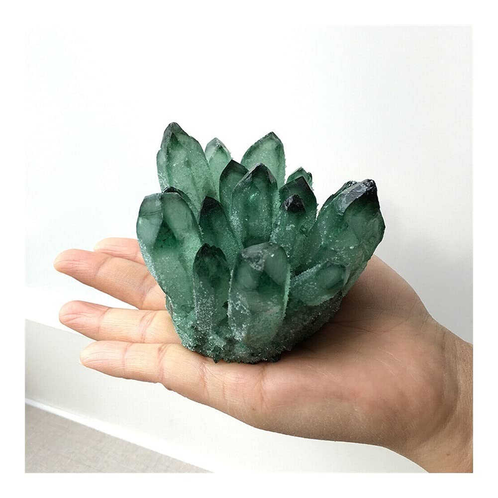 Salud y hogar Bastante Verde Fantasma Específicos minerales de Empalme áspero de racimo de Cristal (Size : 450g-500g)