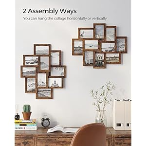 Songmics collage picture frames 4×6 picture frames collage for wall decor 10 pack photo collage frame for gallery multi family picture frame set glass front assembly required rustic brown  urban country home decor