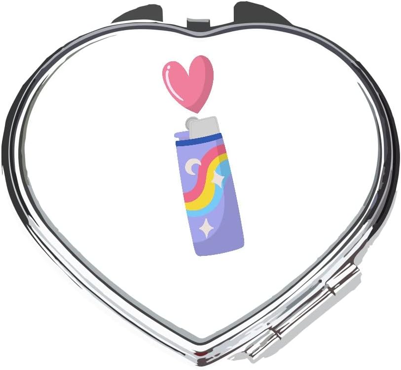 Rainbow lighter illustration [LGBT22] statement folding compact pocket mirror - silver heart shape