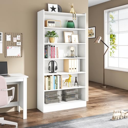 Image of Tribesigns 78-inch Tall Bookcase, Modern 7-Tier White Library Bookshelf with Storage Shelves, Large Open Bookcases Display Shelving Unit for Bedroom Living Room Office