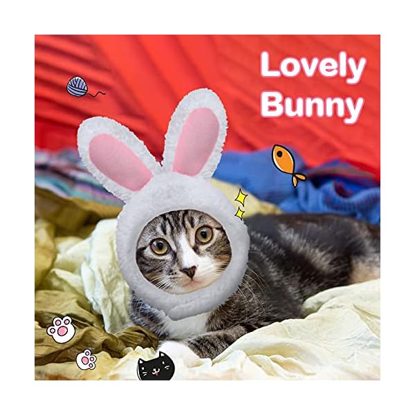3 pieces cat hat cat costume adjustable pet headwear cat bunny hat with rabbit ears kitten hat dog cosplay cap for kitten halloween party birthday theme party photo prop (basic style) - image 6
