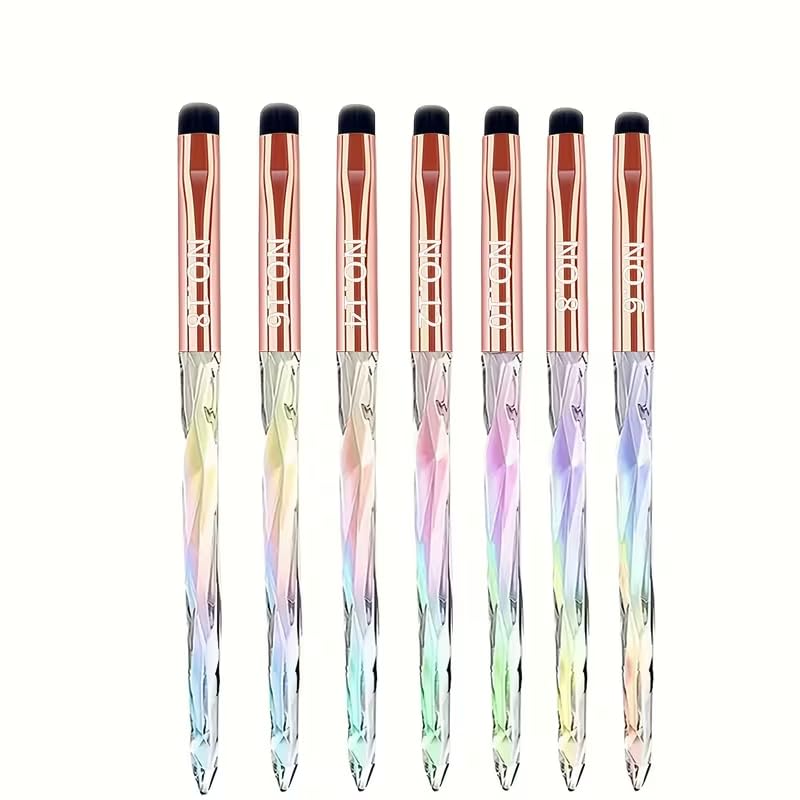 French Tip Brush for Nails, Size 6, Professional Clean Up Brush for Gel Nail Polish, Precision Manicure Brush with Iridescent Handle
