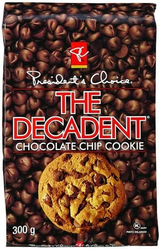 President's Choice Decadent Chocolate Chip Cookies, 300g/10.6oz, 3 Pack, Imported from Canada