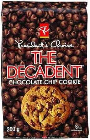 Presidents Choice Decadent Chocolate Chip Cookies, 300g/10.6oz, 3 Pack, Imported from Canada