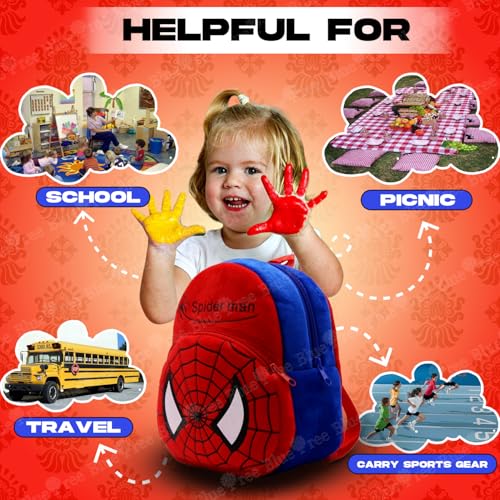 blue tree 10 Liters Kids Backpack Mini Travel Bag 1-6 Years Spider,Red (Image - 3)
