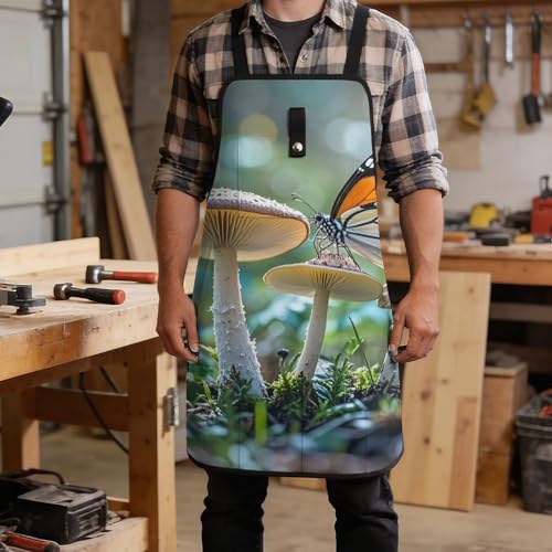 Delantal de trabajo Butterfly Mushroom con bolsillos y ajuste miniatura 5