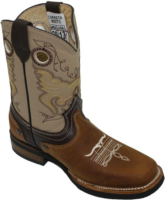 Kids Unisex Genuine Cowhide Leather Durable Tough Rodeo Western Cowboy Boots (13-M US Little Kid)