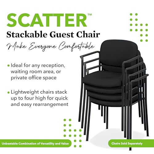 Image of HON Scatter Guest Office Chair, Armless Leather Seating for Waiting Rooms, Lobbies, Conference Areas, and Offices, Stackable Side Chair for Reception and Training Spaces, Black