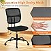 CLATINA Armless Home Office Chair, Small Ergonomic Mesh Back Desk Chair with Lumbar Support and Wheels, Adjustable Height 360° Swivel Rolling Computer Task Chair for Conference Waiting, Black