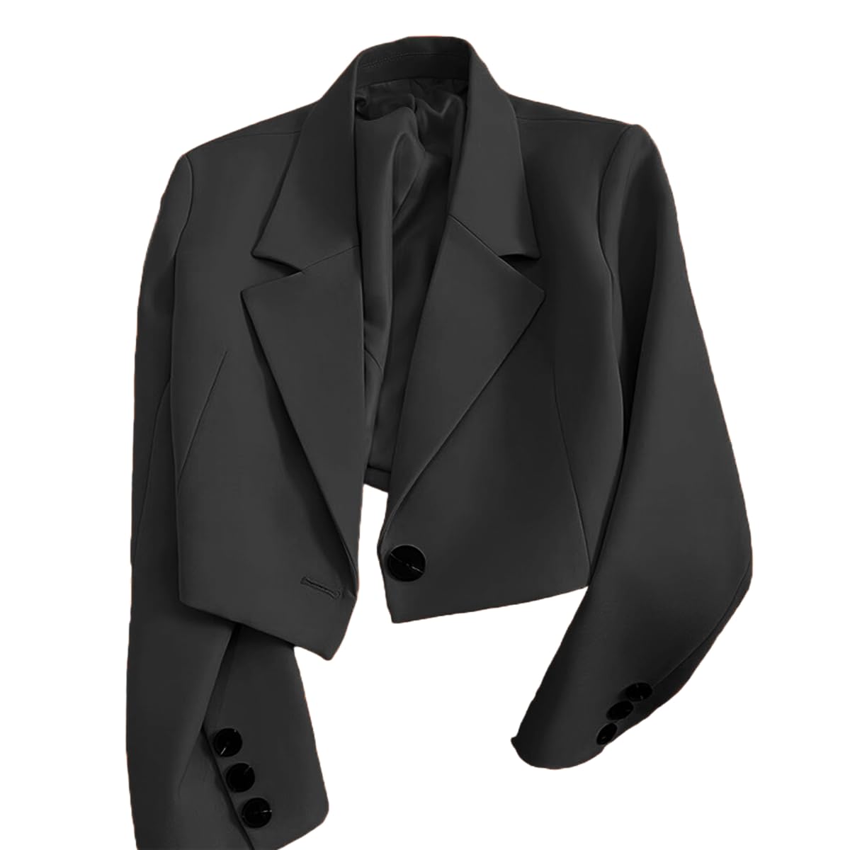 Cropped Blazer for Women Trendy Petite Jacket Dressy Casual Long Sleeve Work Office Crop Top JNZJK005