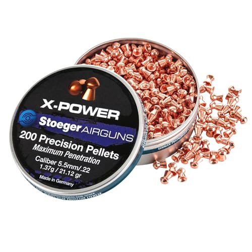 Stoeger X-Power, Copper Coated Lead & Dome Pointed Pellets, .22 Caliber, 200 Count