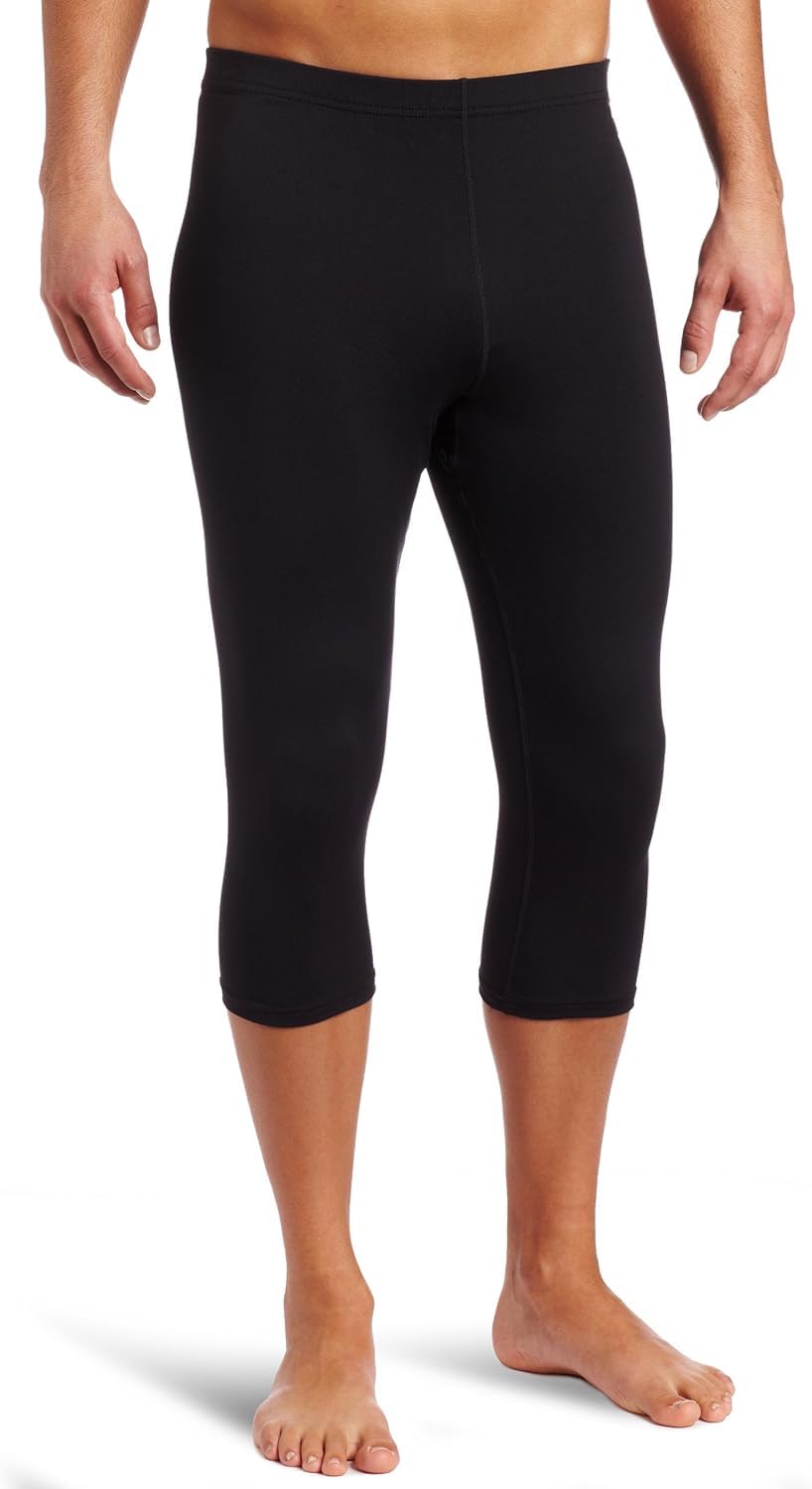 Spandex Men's Black & Black Capri| Quick Dry, Stretchy & Breathable| Ideal for Swim, Gym, Yoga, Running & Workout