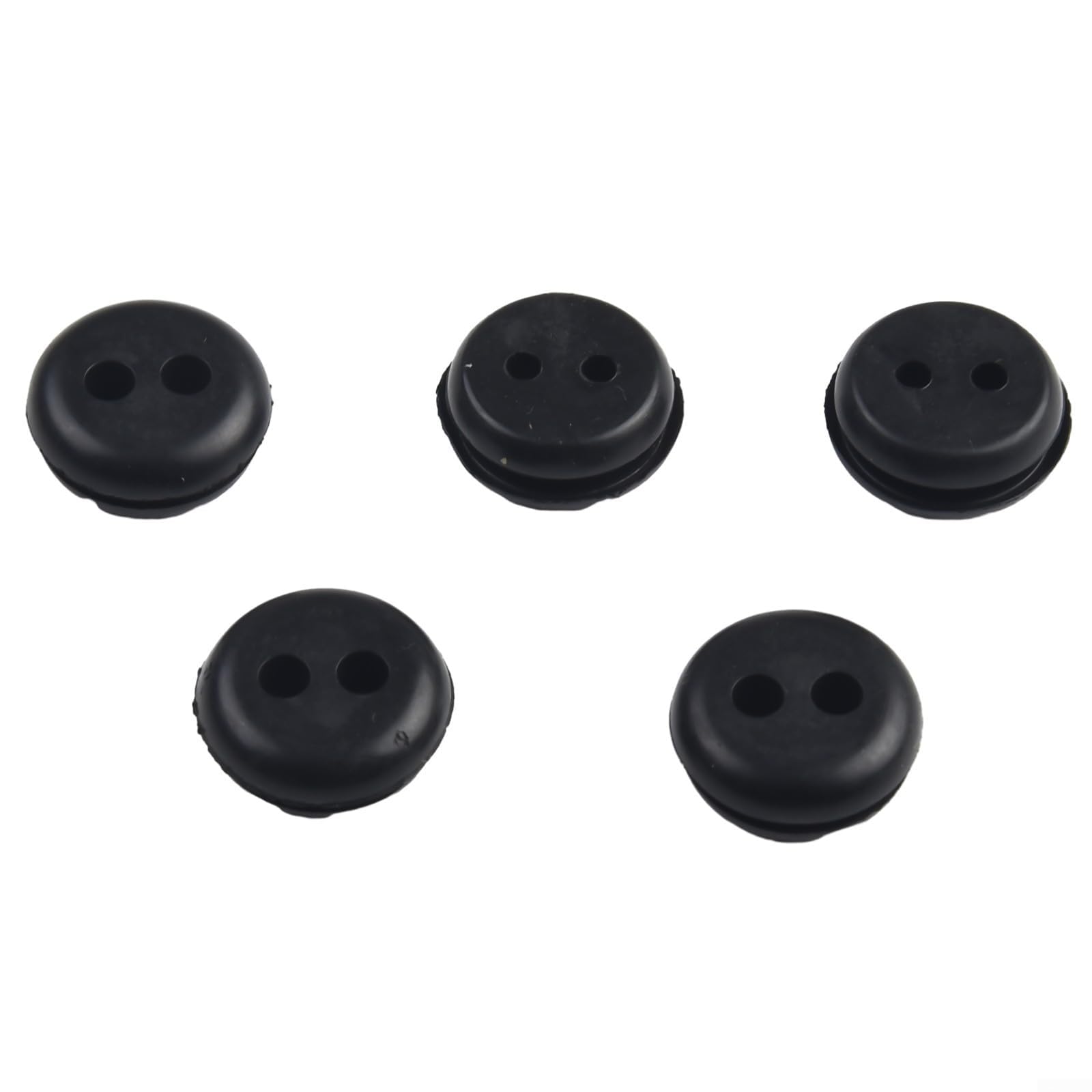 Black Rubber 2 Hole Fuel Tank Grommet 5pcs Set Compatible With Trimmer Lawn Mower Brush Blower Gas Line Seal Replacement Parts