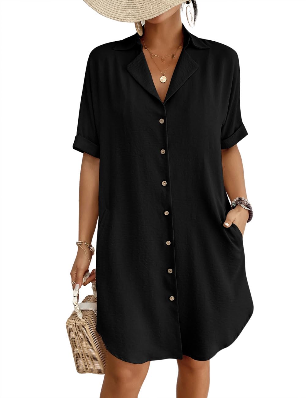 Bsubseach Womens Bathing Suit Cover Ups Bikini Swimsuit Coverup for Women 2026 Button Down Beach Dress Shirt