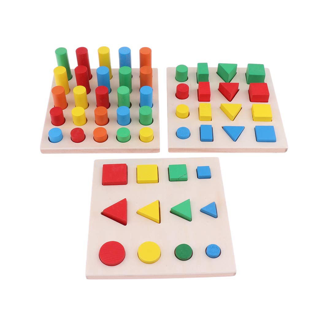 1 juego (8 piezas) Montessori - Bloques apilables de madera para clasificar formas de juguete