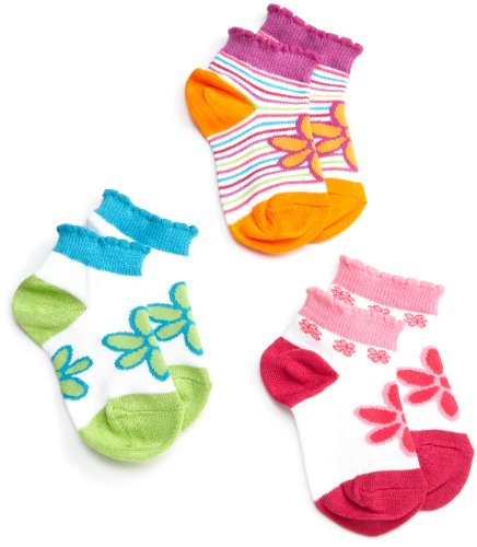 Jefferies Socks Girls 2-6X Daisy Doodle Low Cut Triple Treat 3 Pack Socks
