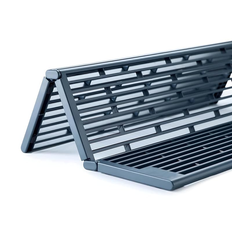 Image of Platform Folding Over-Sink Drainer, Space Saving Strainer | Rustproof Rack, Wine Glass, Utensil, Fruit & Vegetable Drain Washing Mat | Adjustable Folding Dish Drainer (1 Pcs)