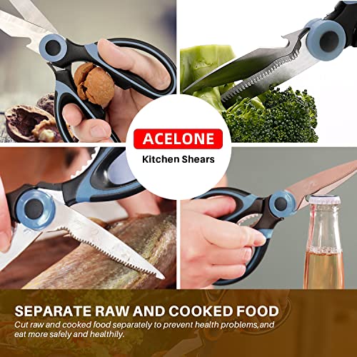 Acelone Kitchen Shears,Kitchen Scissors Heavy Duty Meat Scissors Poultry Shears, Dishwasher Safe Food Cooking Scissors All Purpose Stainless Steel Utility Scissors, 2-Pack (Orange, Violet) #TOP2