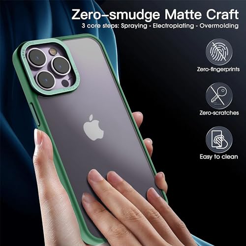 Image of Vaku Luxos Trans Armor for iPhone 14 Pro Case Cover, 6 Feet Drop, Metal Ring Camera Protection, Shockproof, Scratch Resistant, Slim, Compatible with iPhone 14 Pro Back Cover - Green