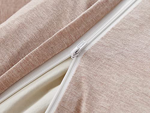 Dream Sunset Jersey Knit Duvet Cover Set, Full Queen Size,100% Super Soft T-Shirt Cotton, Comfy Heather Design, Zipper Closure, Sunset Pink, (1 Comforter Cover + 2 Pillow Case) #TOP7