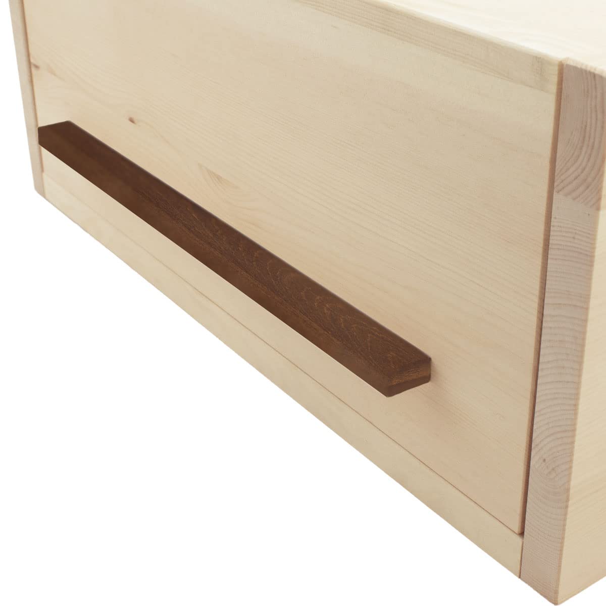 4betterdays Brotkasten Zirbenholz mit Klappdeckel 45 x 25 x 16 cm | Vollholz, Nussholzgriff, Einlegegitter, Made in Austria, extra hoch, naturbelassen, platzsparend, für große Brotlaibe