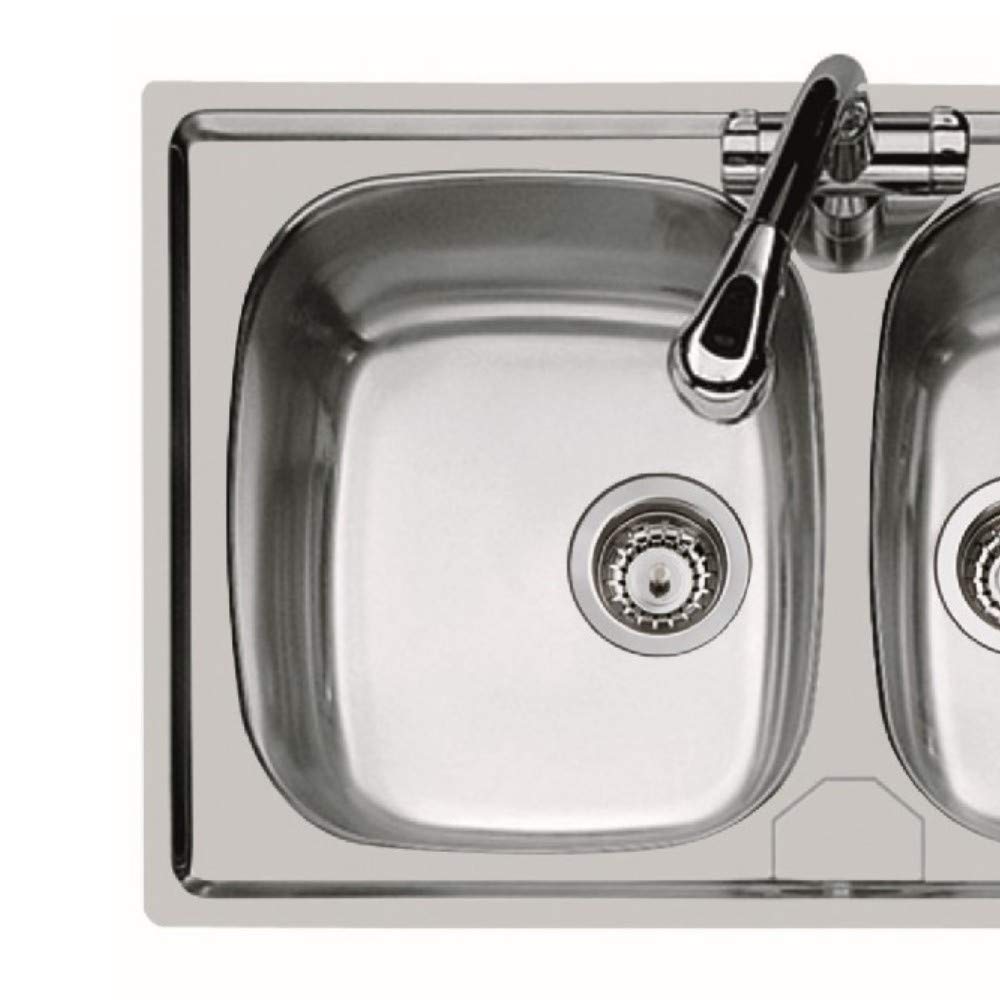 IDROBRIC Lavello Incasso In Acciaio Inox, 2 Vasche, 86x50 Cm