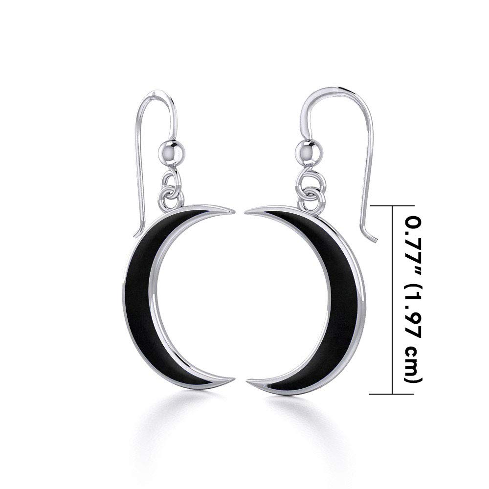 Jewelry Trends Black Crescent Moon Sterling Silver Dangle Earrings