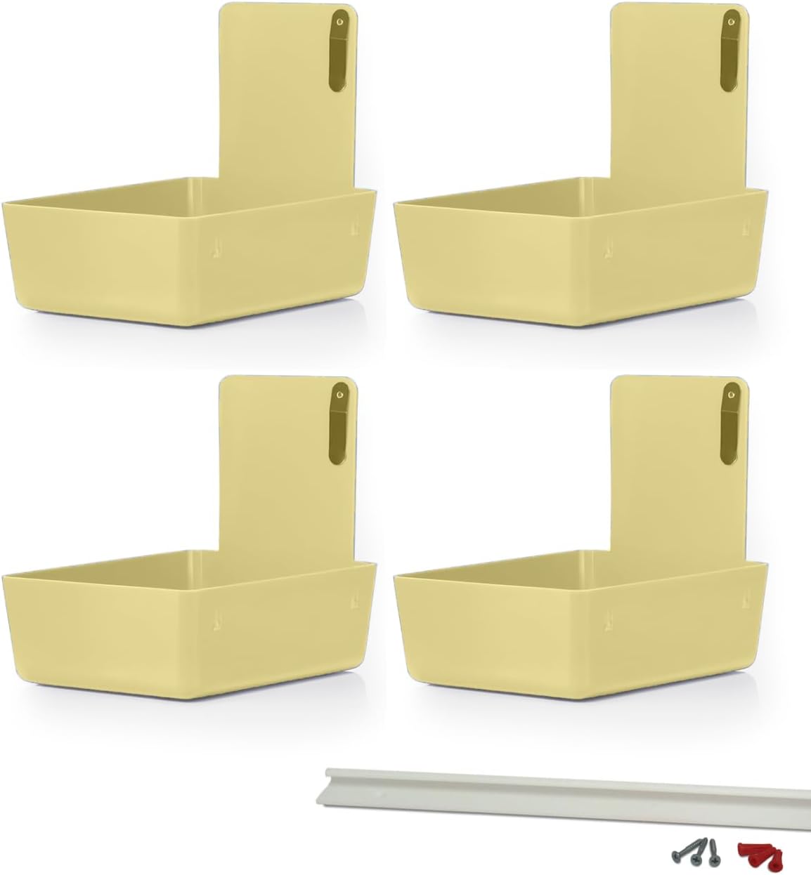 4/Pk Dental Lab Pan with Hanging Bar Strip Plastic Dental Medical Pro Lab Working Pans with Stainless Steel Clip for Notes (White)