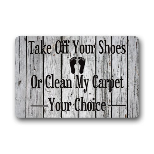Custom Decorative Door Mat Take off your shose floor mat Machine-wahable Indoor/Outdoor Doormat (23.6"(L) x15.7"(W))
