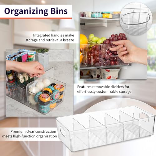 ClearSpace Plastic Pantry Organization and Storage Bins with Removable Dividers – Perfect Kitchen Organization or Kitchen Storage – Refrigerator Organizer Bins, Cabinet Organizers (2 Pack XL)