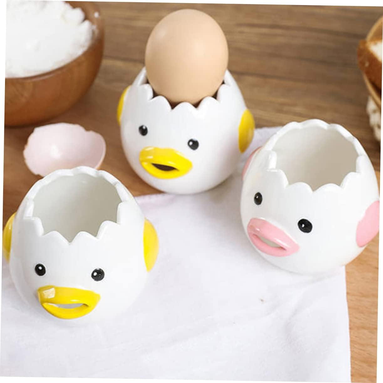2pcs Ceramic Egg White Separator Household Egg Filtration Tool Breaker Skelter