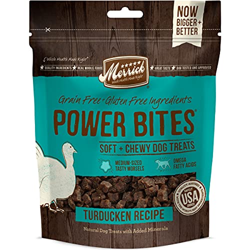 Merrick Power Bites Natural Soft And Chewy Real Meat Dog Treats, Grain Free...