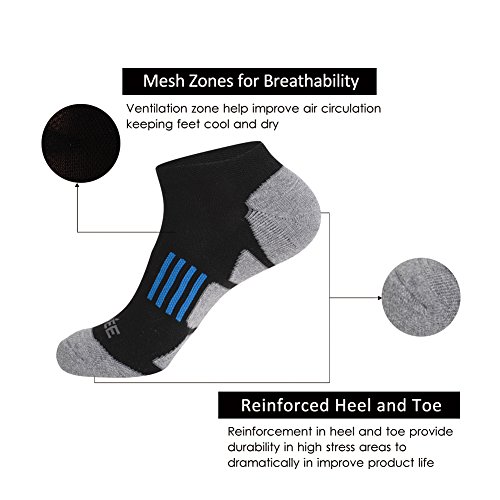 JOYNÉE Men's 6 Pack Athletic No Show Performance Cushioned Low Cut Running Socks3