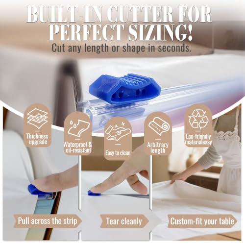 Image of 600FT X 54IN Plastic Table Cloth Disposable, White Table Cover Roll