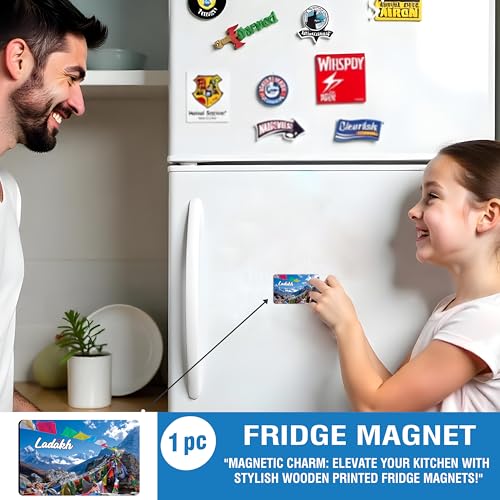 Image of Elegant Fridge Magnet with Themes |Rectangular Size Refrigerator Magnet with Magnetic Rubber Back | Pack of 1, 8.6cm X 5.4cm (Ladakh)