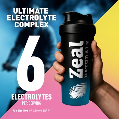 Image of Zeal Electrolyte Powder - 90 Servings | Keto Electrolytes Powder | Zero Sugar, BCAAs, B-Vitamins | Potassium, Zinc, Magnesium | Hydration Powder Recovery Drink | Lemon Berry