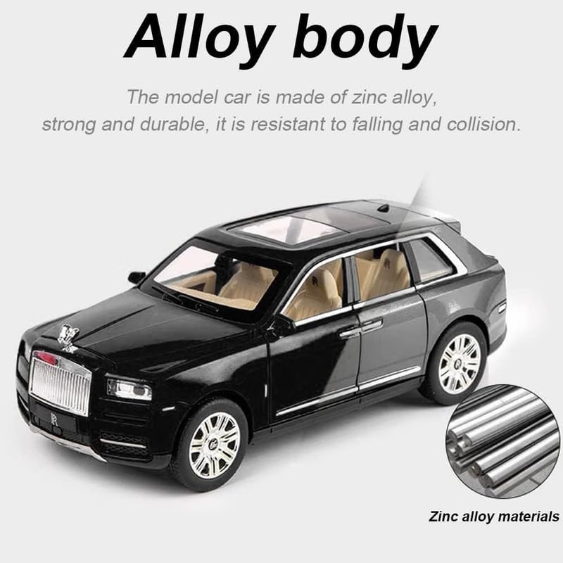 Image of Play Boy 1:24 Rolls Royce Cullinan Model Diecast Metal Alloy Pullback Toy Vehicle with Openable Doors Light and Music Car for Kids (Multicolor)