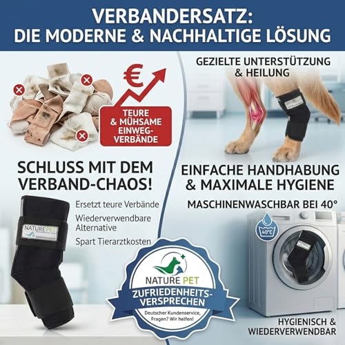 Nature Pet SPRUNGGELENK BANDAGE HUND HINTERBEIN – Sprunggelenk Bandage mit Leckschutz Hund – verstellbare Tarsal-Stulpen für Hunde zur Stabilisierung & Schutz des Hinterbeins – 135° Winkel – XS 2