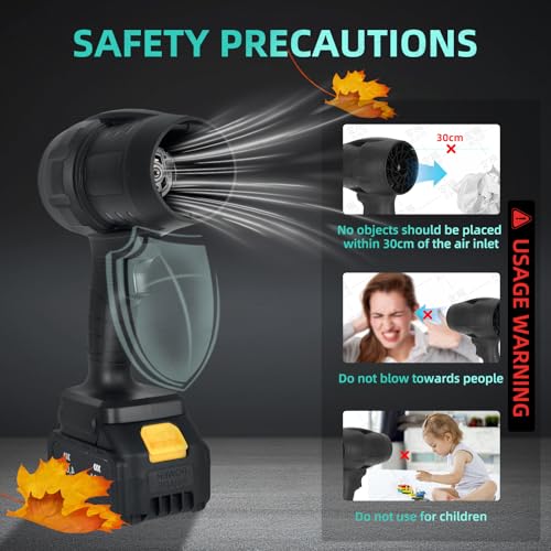 Image of Purcoco Cordless Leaf Blower Handheld Jet Dry Mini Blower Turbo Fan Electric air Duster for car mini Turbo Jet Fan Cleaning Garden by 2 Batteries