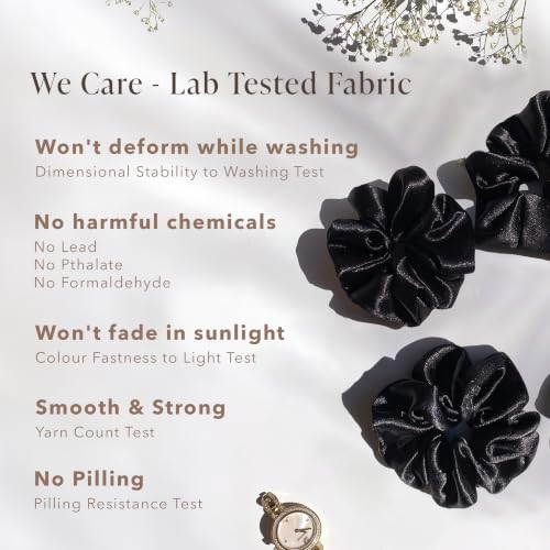 Image of Silvr Bear Luxury Satin Scrunchies Set for Women, Girls | Anti-Hair-Breakage Hair Ties