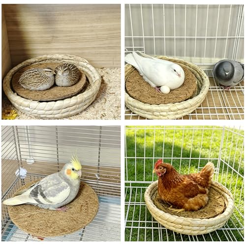 Image of kathson 12PCS Pigeon Nest Pads,Natural Coconut Fiber Parakeet Nesting Material,Bird Egg Mat Hatching Bedding Accessories,Pigeon Nesting Bowl Breeding Pads for Chicken,Finch,Quail