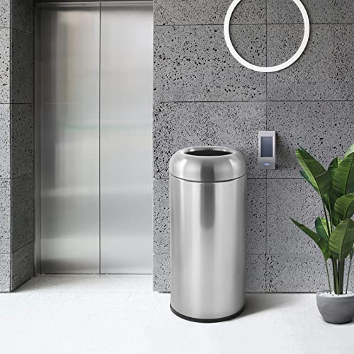 Image of Dyna-Living Large Trash Can Outdoor Stainless Steel Garbage Can with Lid Open Top Tall Trash Bin Commercial Big Kitchen Garbage Bin Industrial Waste Container (Silver)