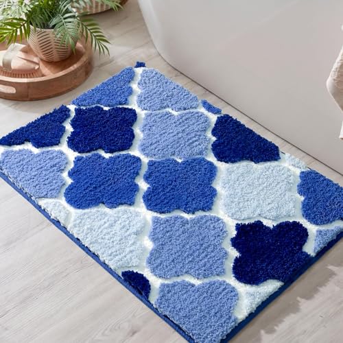 Image of Roseate Ellipse Super Soft Anti-Skid (40x60 cm) Super Absorbent Mats Microfiber 2000 GSM Mat for Bathroom /Kitchen /Door Mats for Home /Floor Mat (Blue) Pack of 1