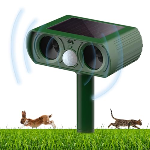 Ultrasonic Cat Deterrent, Solar Cat Repeller for Garden, Animal Repellent, Marten Deterrent with Motion Sensor, Up to 8 m Range, Effective Against Cats, Dogs, Cat Repellent for Garden