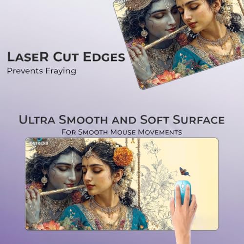 Image of ON TREND Extended Gaming Mouse Pad, Large Desk Mat with Non-Slip Rubber Base, Smooth Control Surface, 23 x 11 Inch (Radha-Krishna)