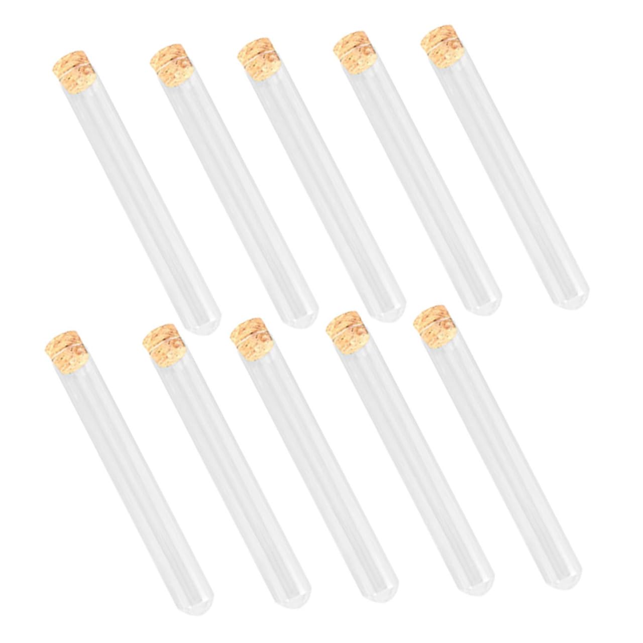 ABOOFAN 5 Series Botellas De Muestra Tubo De Ensayo Con Tapón De Corcho Tubo De Ensayo Plano Transparente Laboratorio Redondo Tubos De Ensayo Para Plantas Fiesta De Madera 10 Piezas X 5