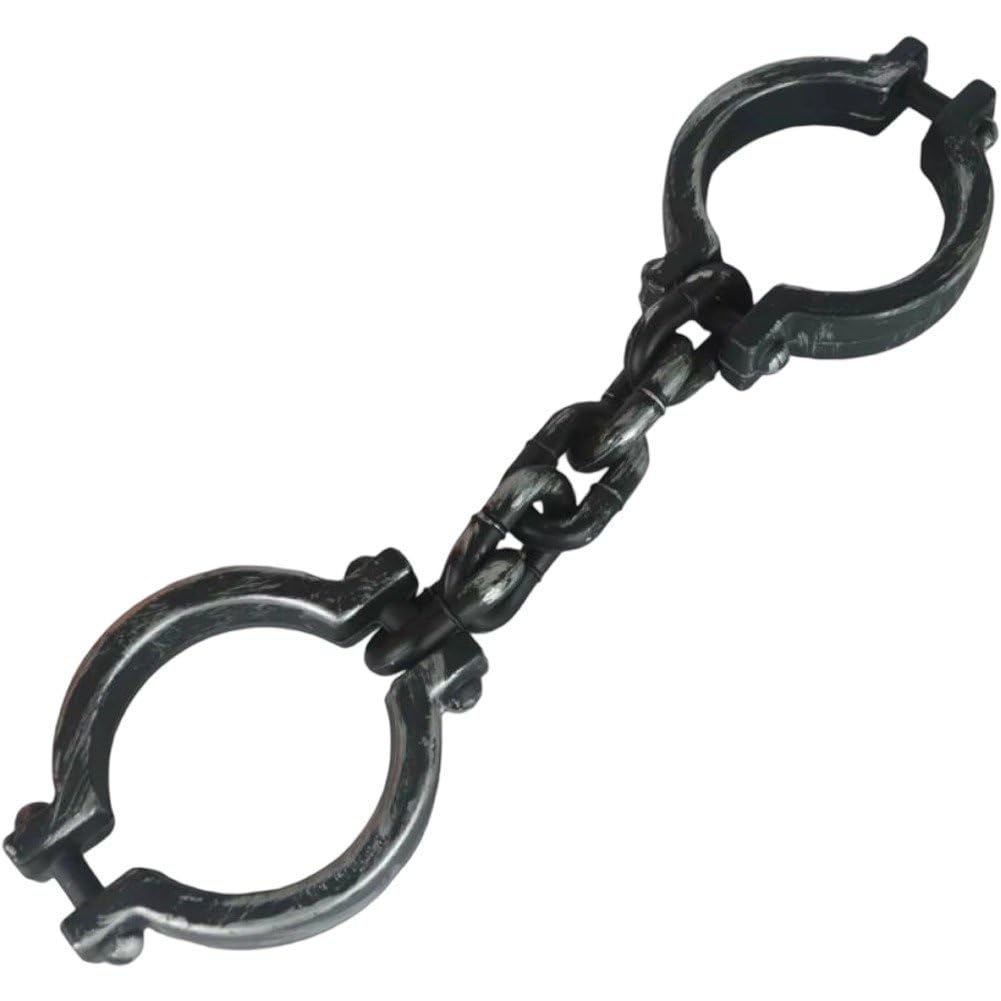 Brxmpn Realistic Prisoner Handcuff Shackles Halloween Party Prisoner Performance Costumes Props Character Supplies Accessories for Halloween, Themed Parties