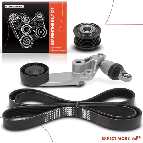 A-Premium Kit de correia de transmissão serpentina do motor com tensor e polia intermediária compatí