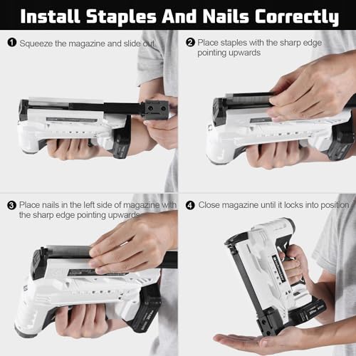 20V Brad Nailer Cordless, 18 Gauge 2 in 1 Nail Gun Battery Powered, 2.0Ah Electric Staple Gun for Upholstery and Carpentry, Include Battery, Charger, Staples, and Nails