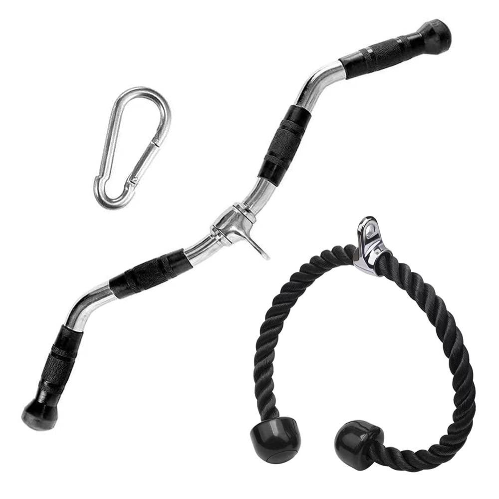 Sogawave LAT Bar Cable Machine Attachment, Tricep Rope Cable Attachment, Curl Pulldown Bar with